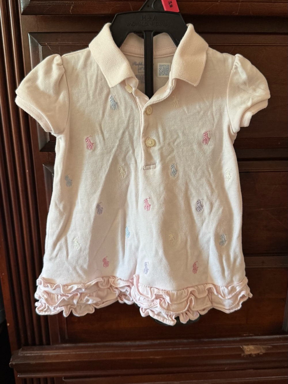 Ralph Lauren Light Pink Polo Dress with Multicolor Pony Embroidery
